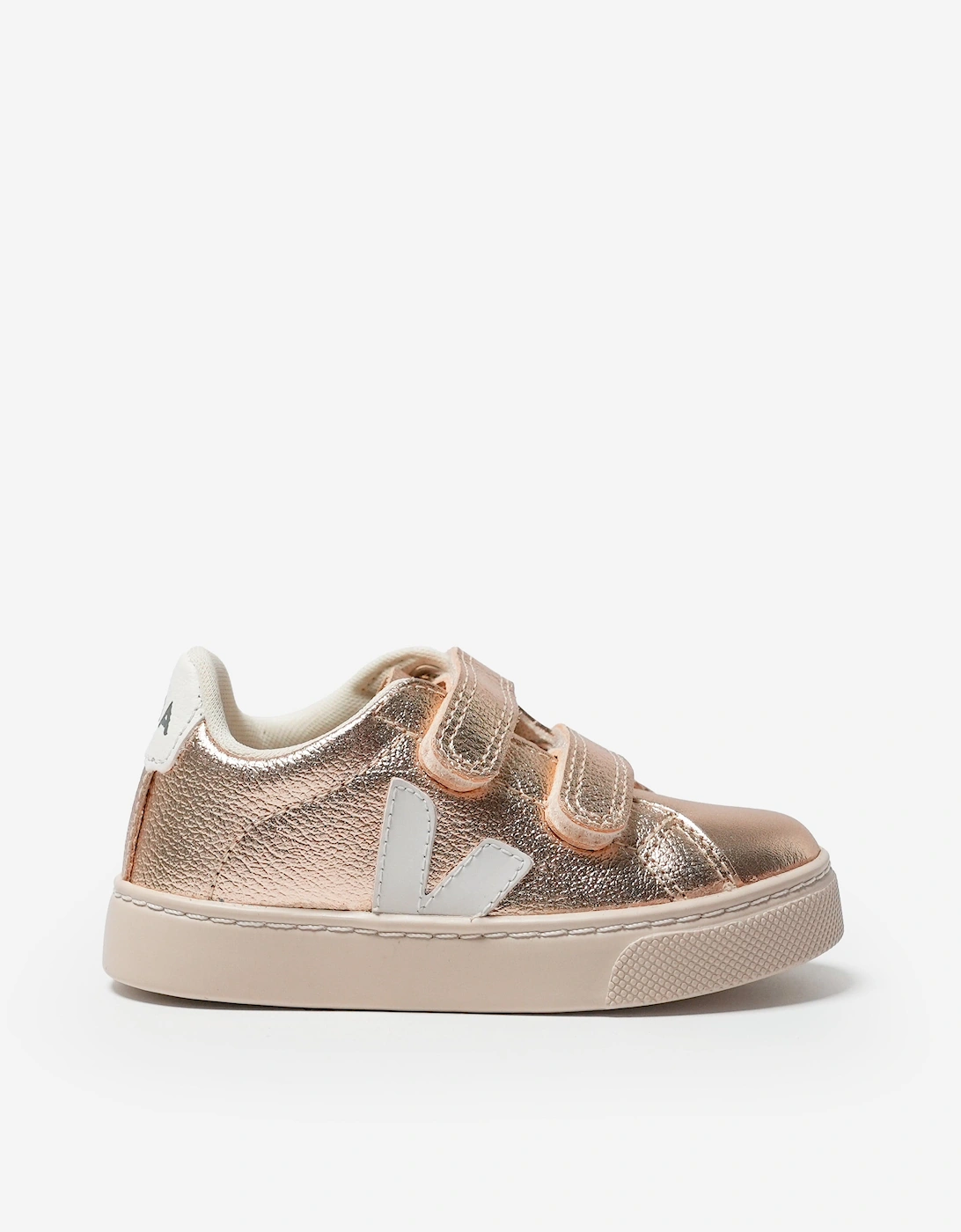 Veja Girls Gold 'S Small Esplar Velcro Trainers In - Size: 8 Kids