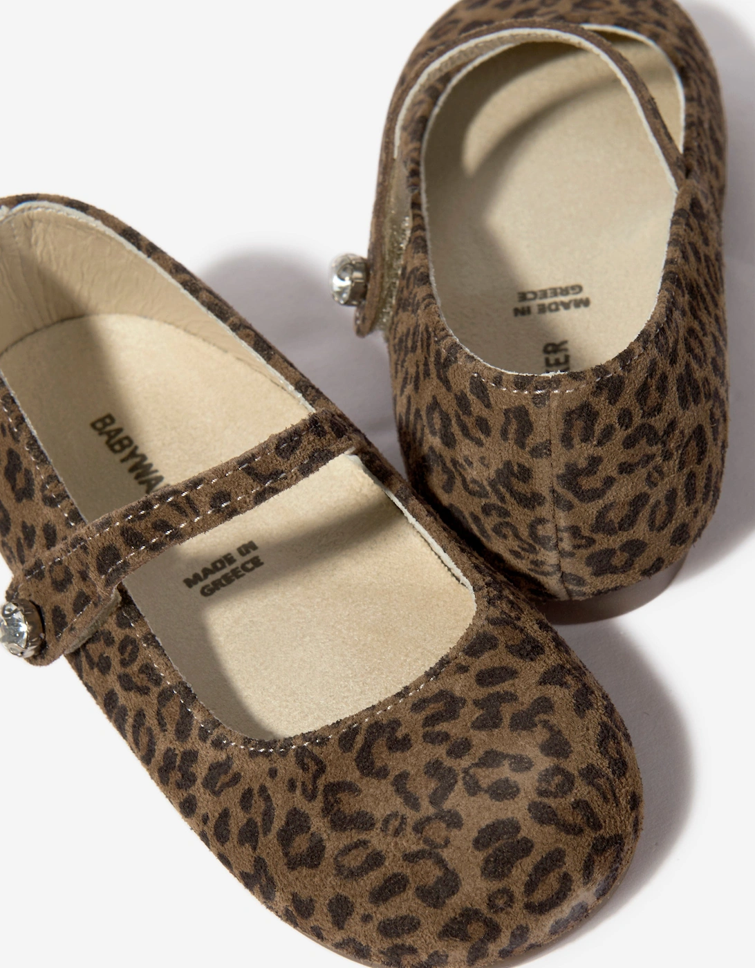 BABYWALKER Girls Leopard Print Ballerinas in Brown