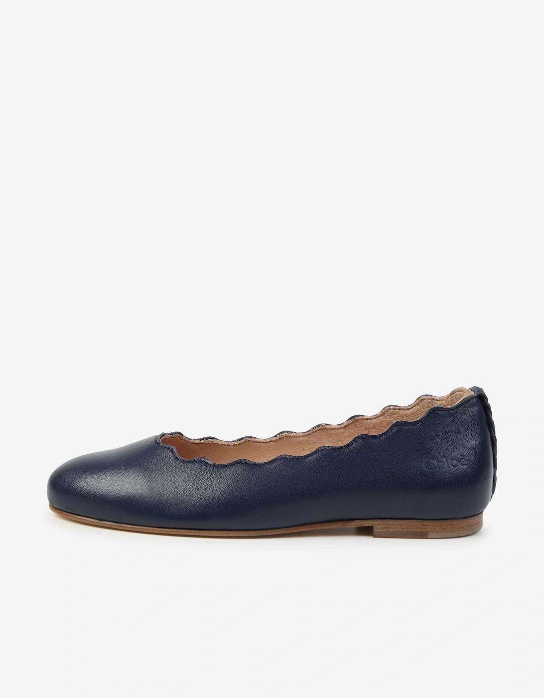 Girls Leather Ballerina Shoes in Navy