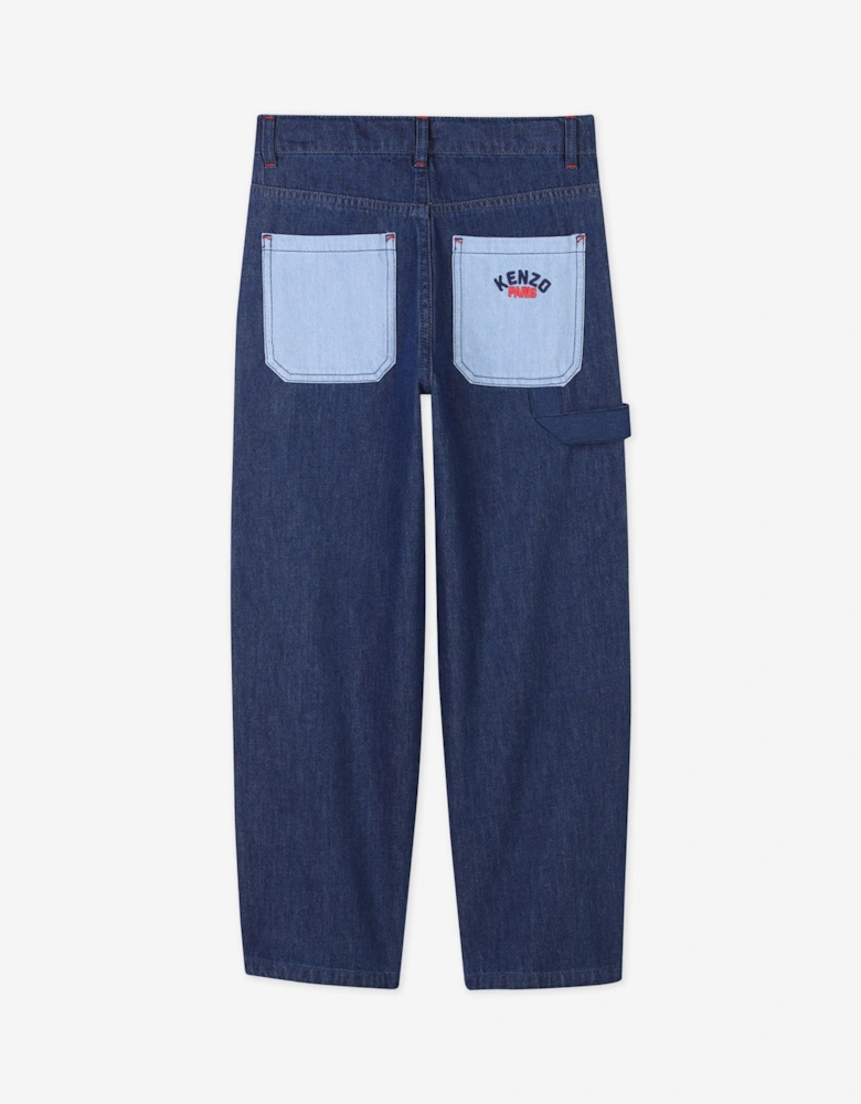 Boys Patch Pocket Jeans in Blue