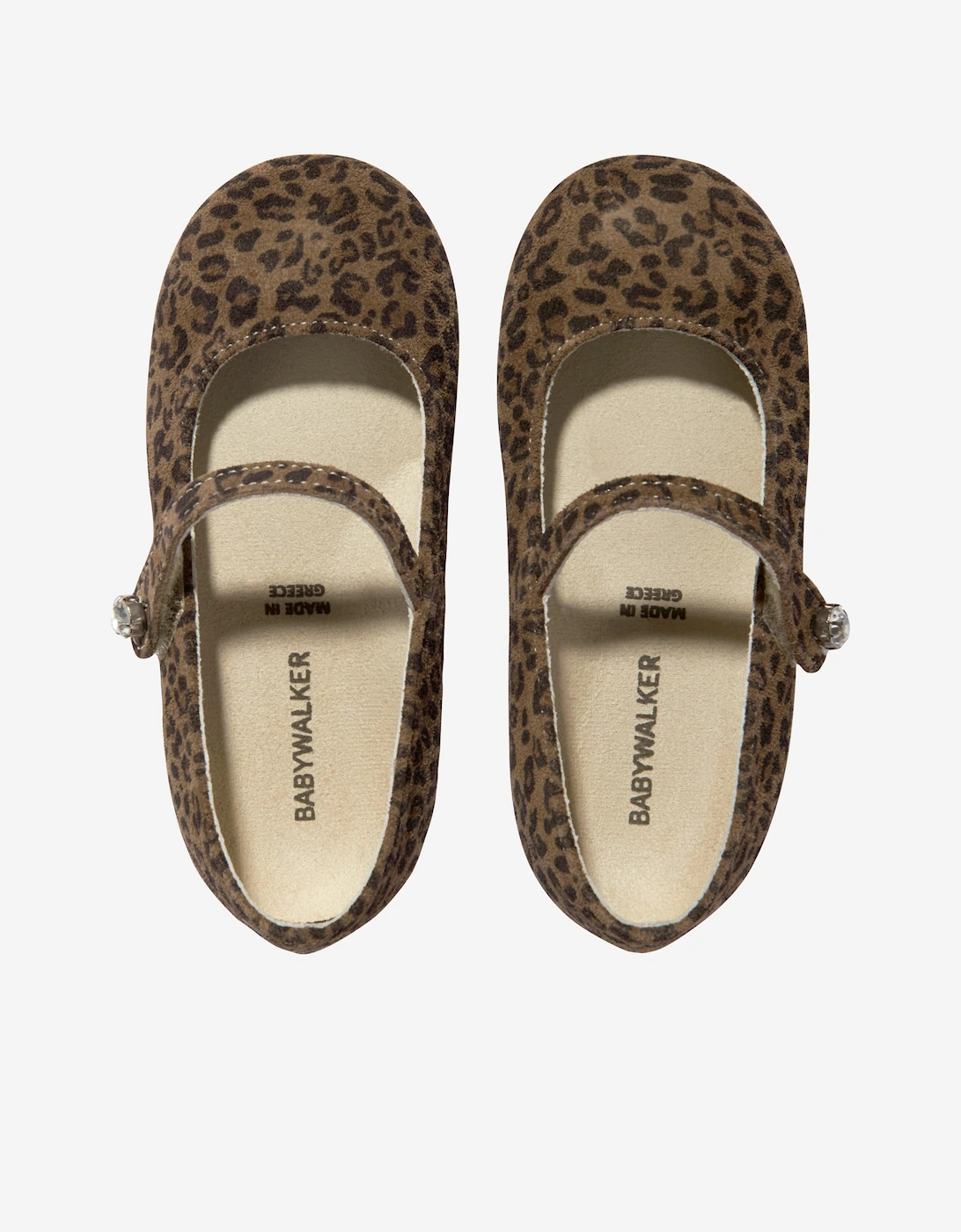 BABYWALKER Girls Leopard Print Ballerinas in Brown