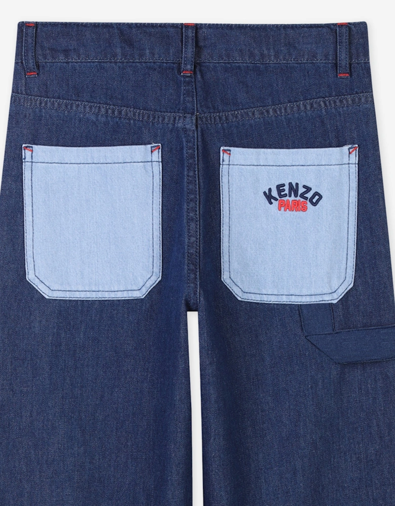 Boys Patch Pocket Jeans in Blue