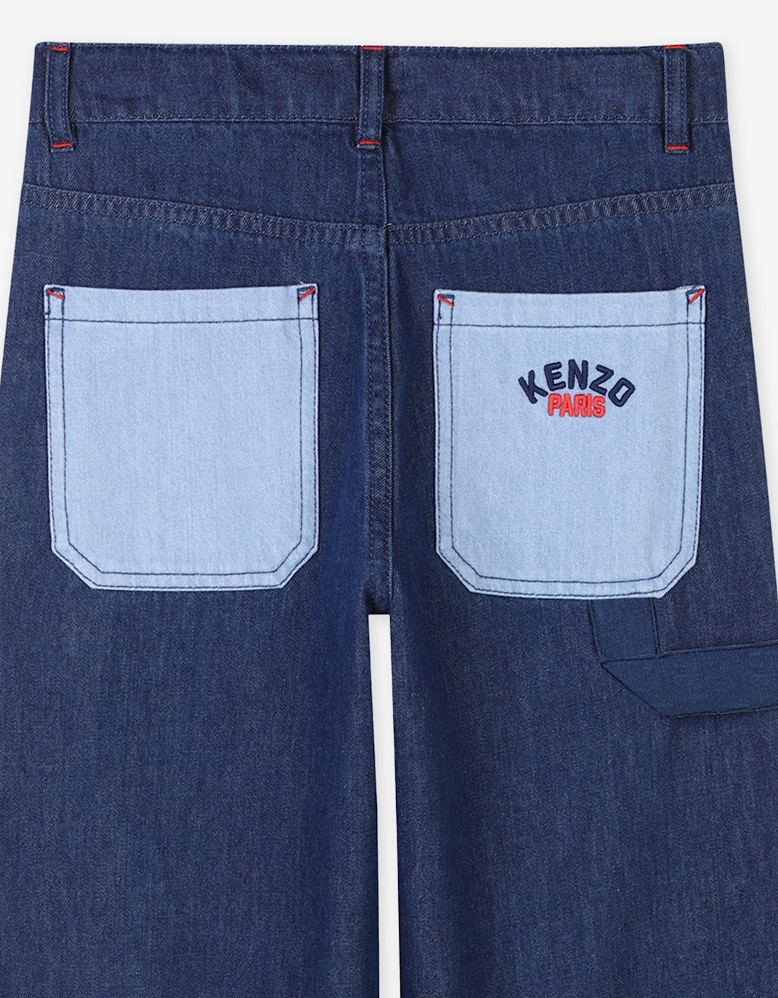 Boys Patch Pocket Jeans in Blue