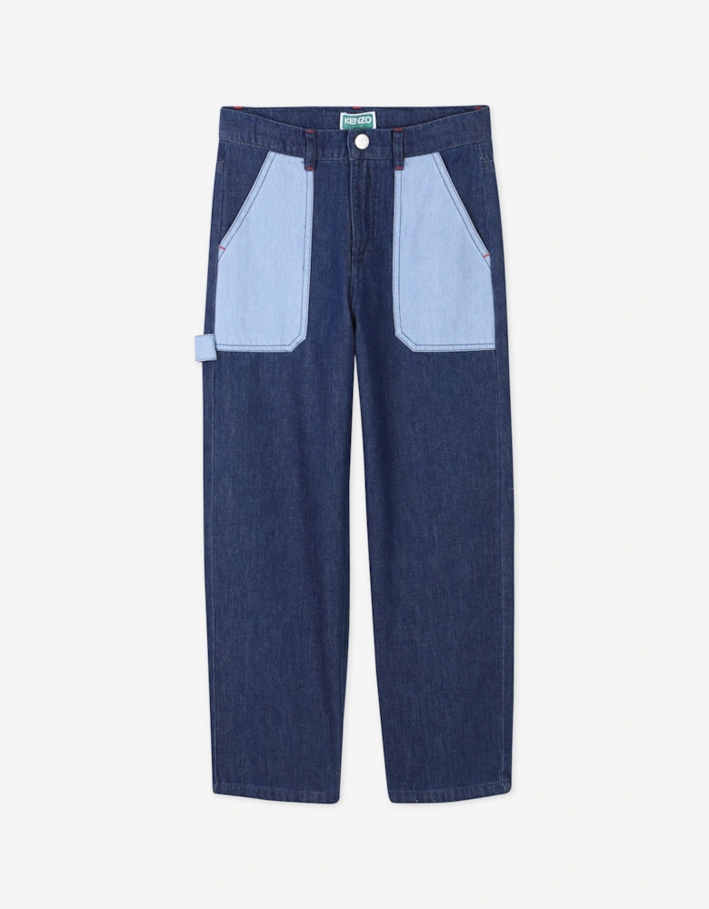 Boys Patch Pocket Jeans in Blue