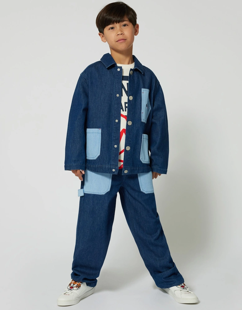 Boys Patch Pocket Jeans in Blue