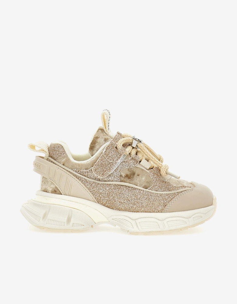 Girls Chunky Glitter Trainers in Beige