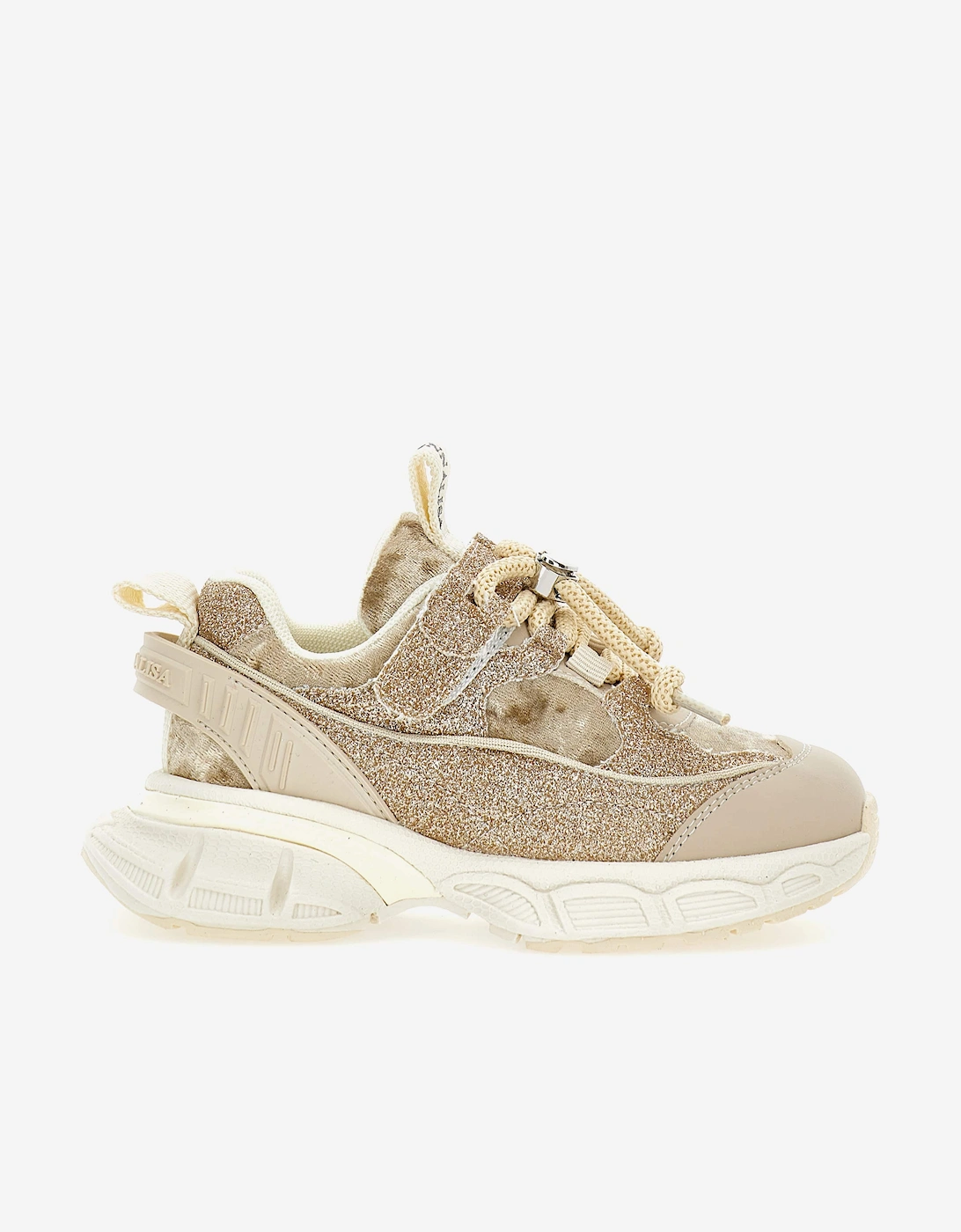 Girls Chunky Glitter Trainers in Beige, 5 of 4