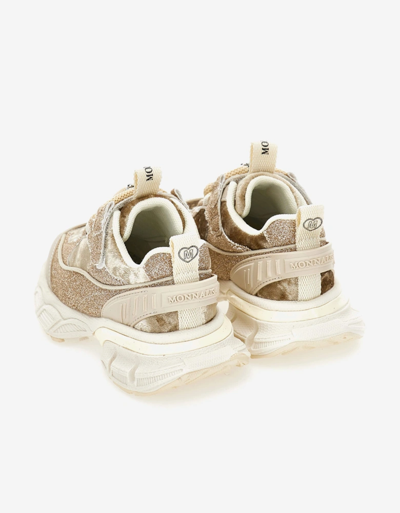 Girls Chunky Glitter Trainers in Beige