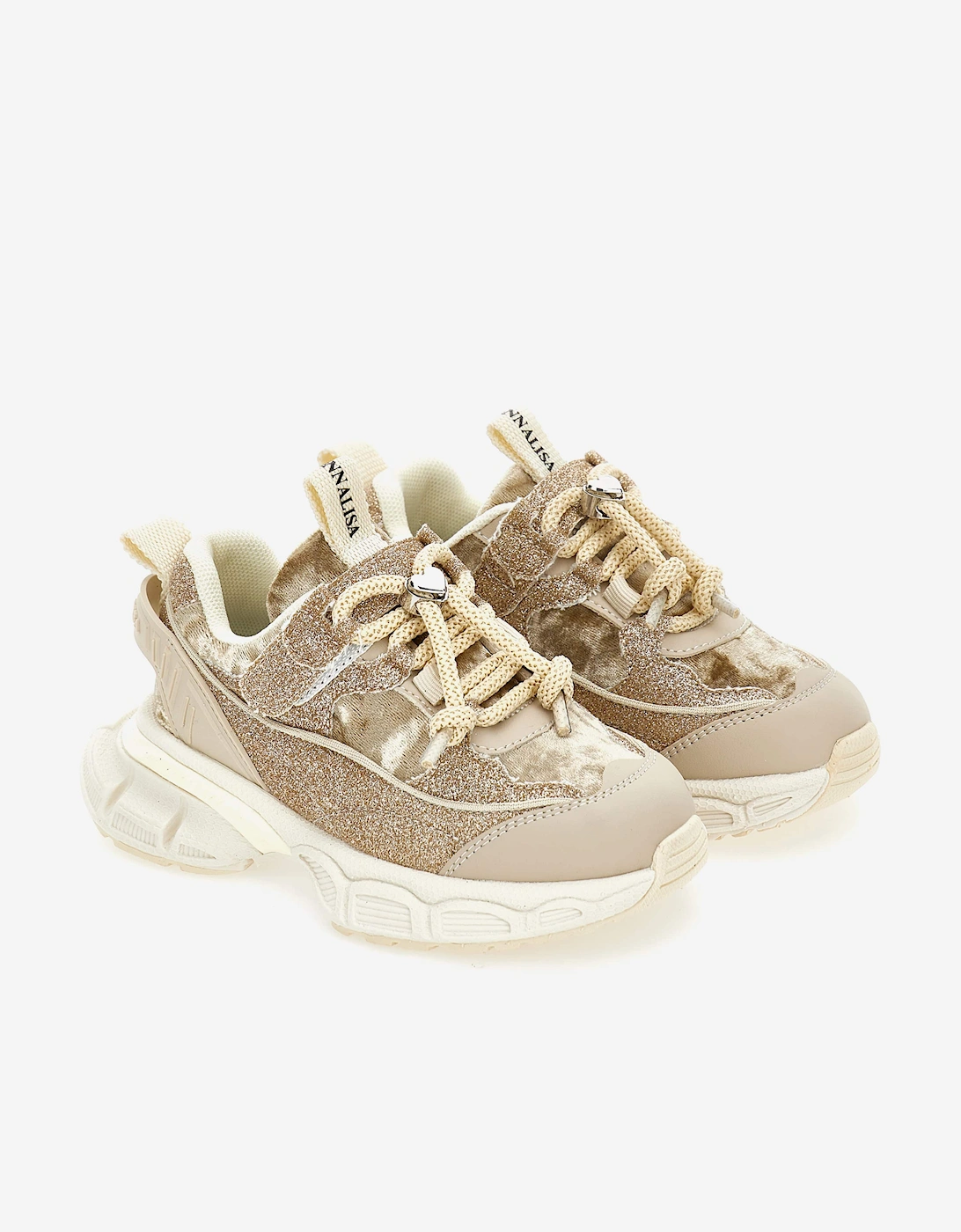 Girls Chunky Glitter Trainers in Beige