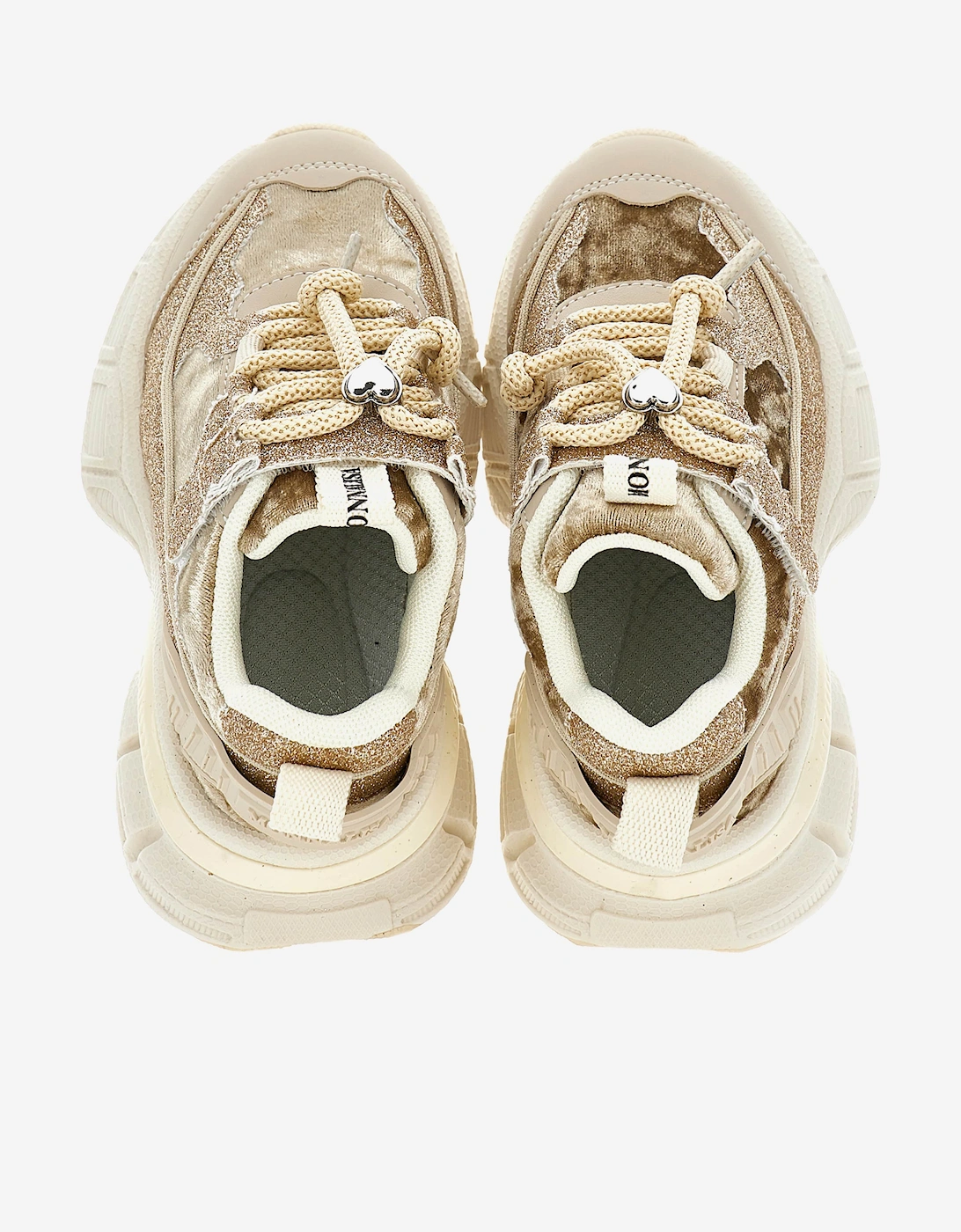 Girls Chunky Glitter Trainers in Beige