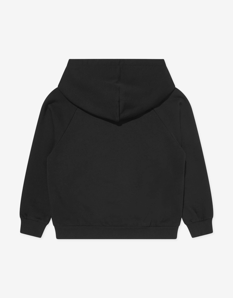 Boys Flocked Logo Hoodie in Black