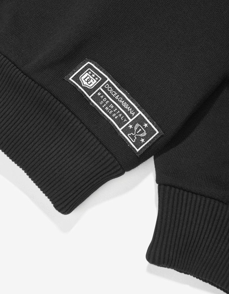 Boys Flocked Logo Hoodie in Black