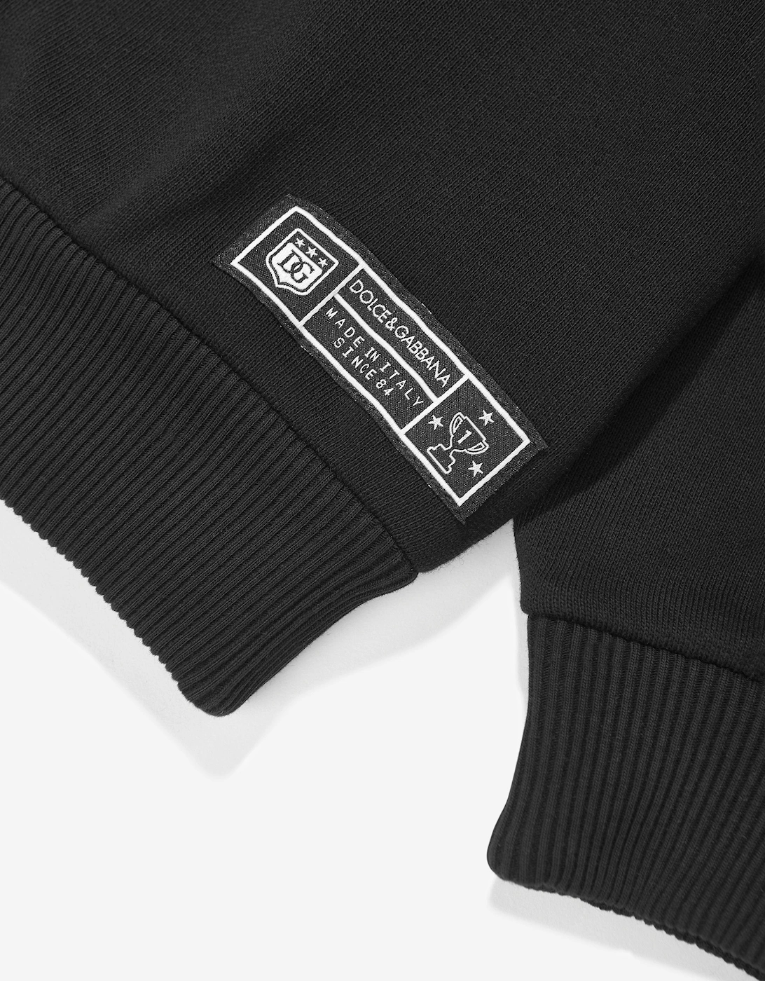 Boys Flocked Logo Hoodie in Black