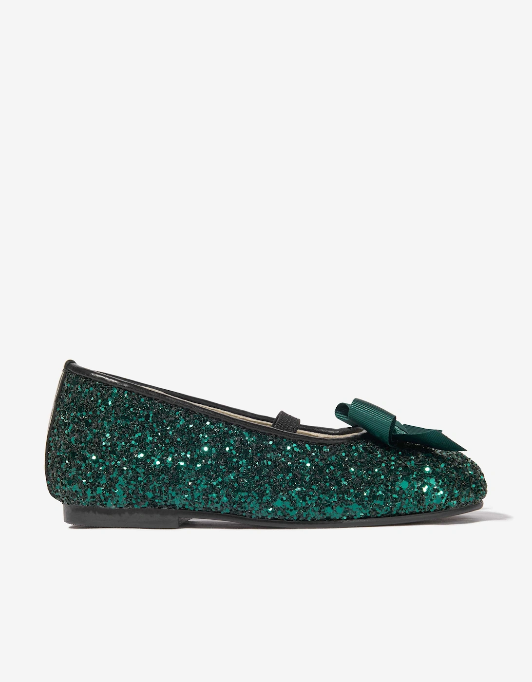BABYWALKER Girls Glitter Bow Ballerinas in Green, 5 of 4