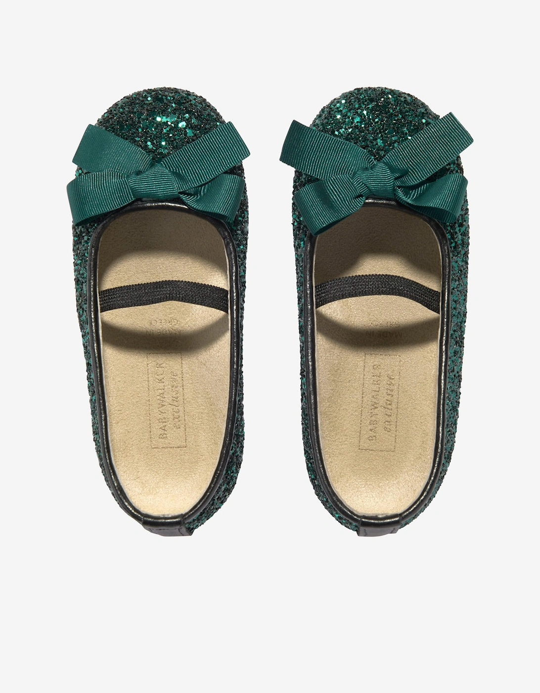 BABYWALKER Girls Glitter Bow Ballerinas in Green