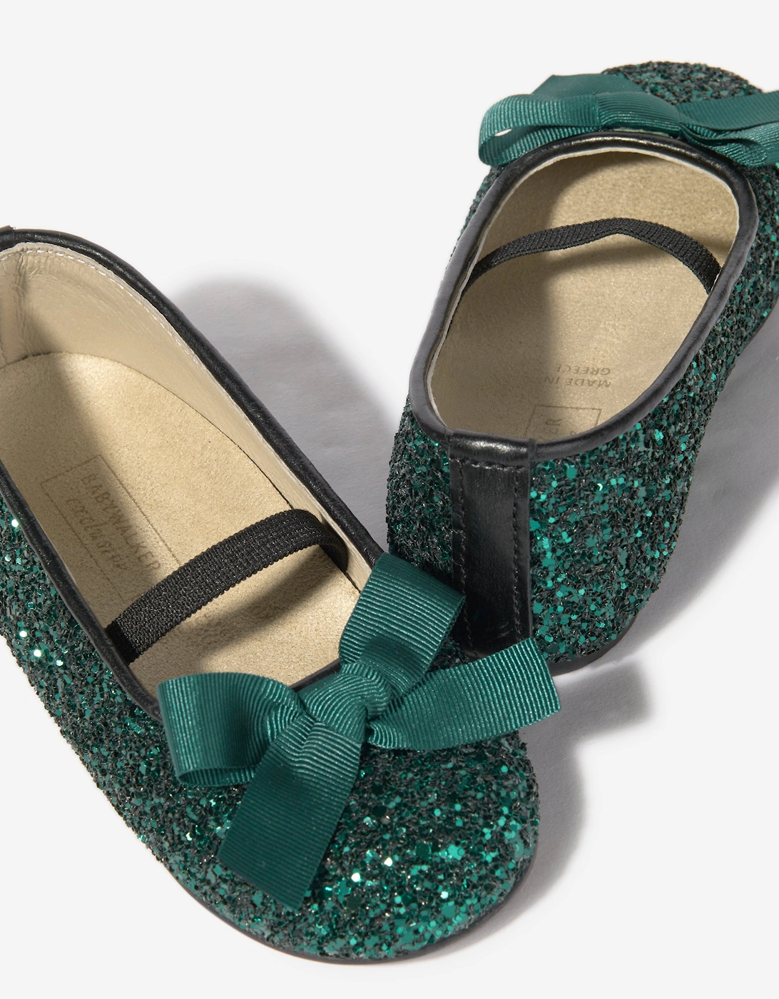 BABYWALKER Girls Glitter Bow Ballerinas in Green