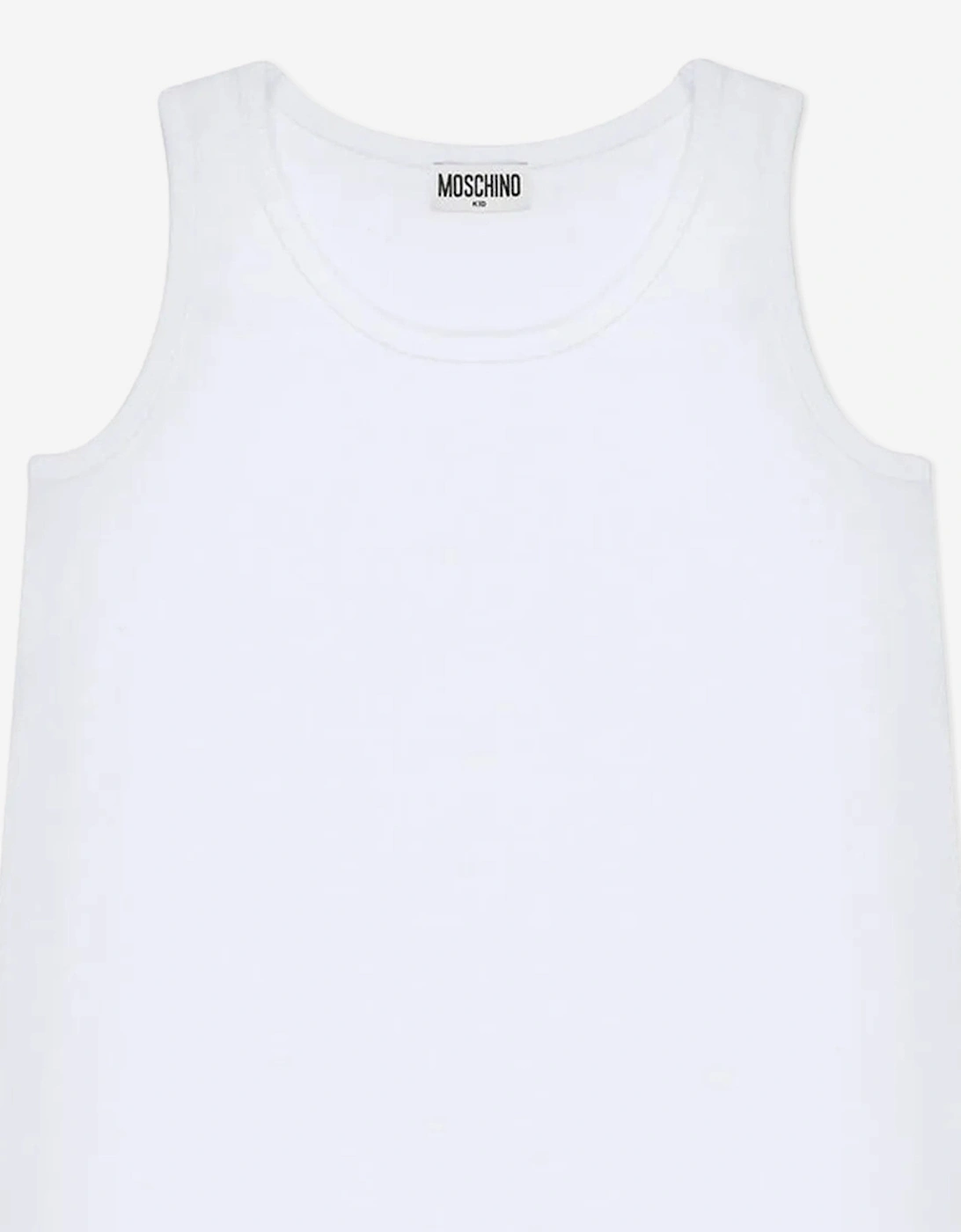 Girls Sleeveless Goose Print Dress in White