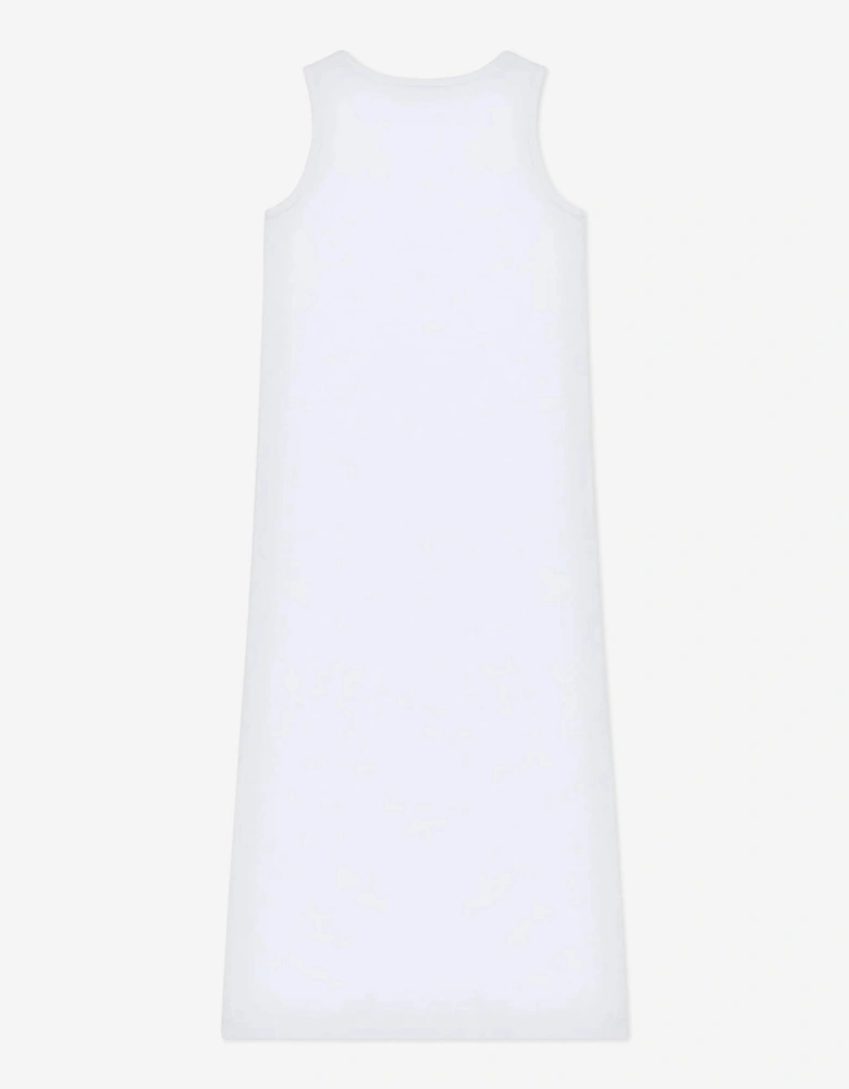 Girls Sleeveless Goose Print Dress in White