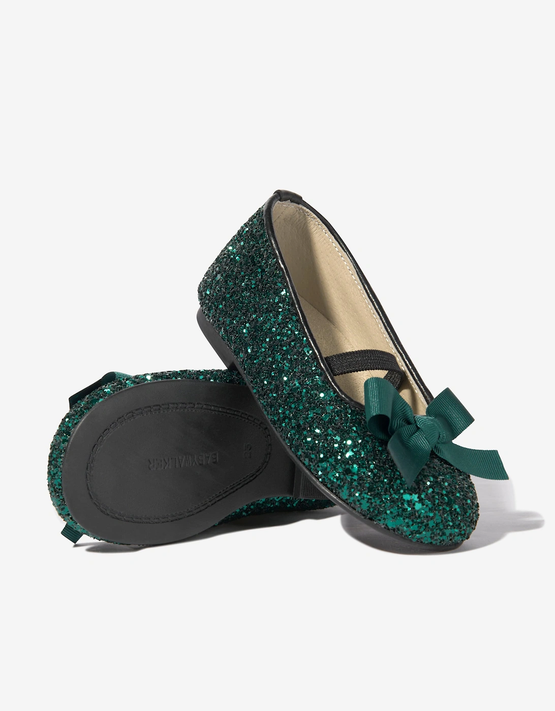 BABYWALKER Girls Glitter Bow Ballerinas in Green