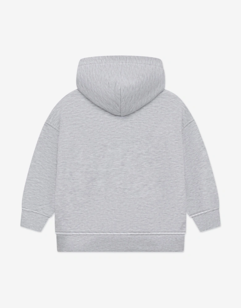 Kids Zip Through Emblem Applique Hoodie in Grey