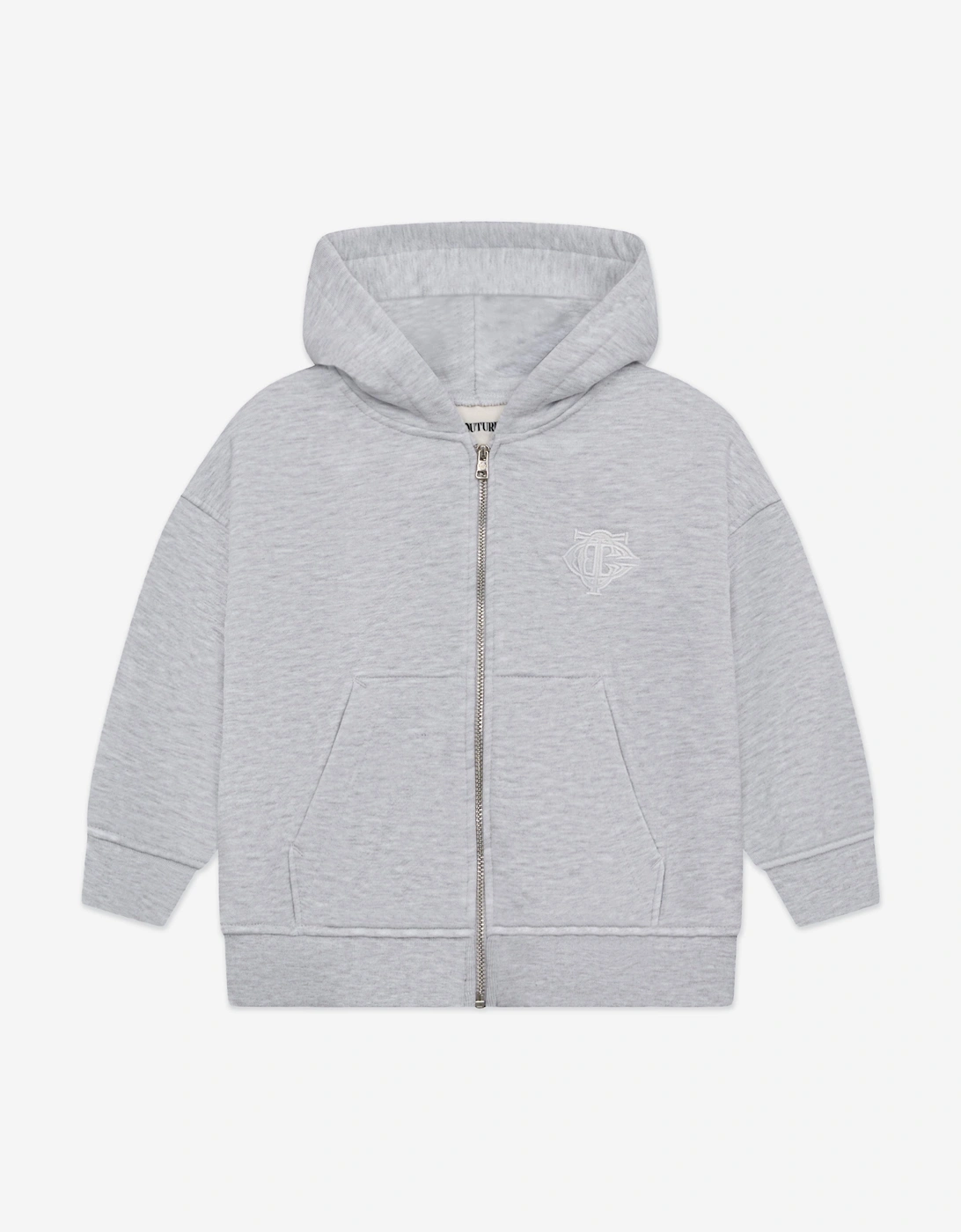 Kids Zip Through Emblem Applique Hoodie in Grey, 5 of 4