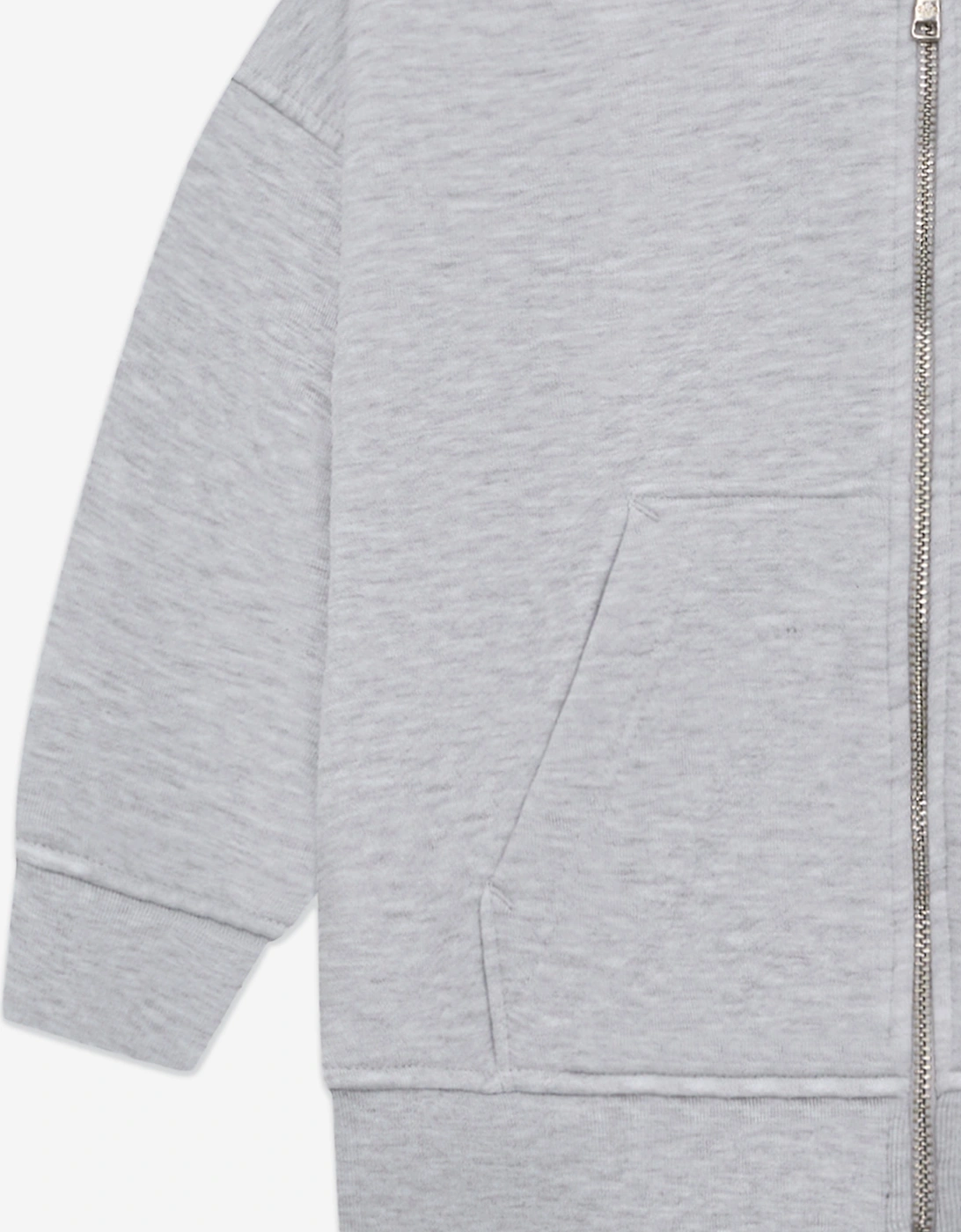 Kids Zip Through Emblem Applique Hoodie in Grey