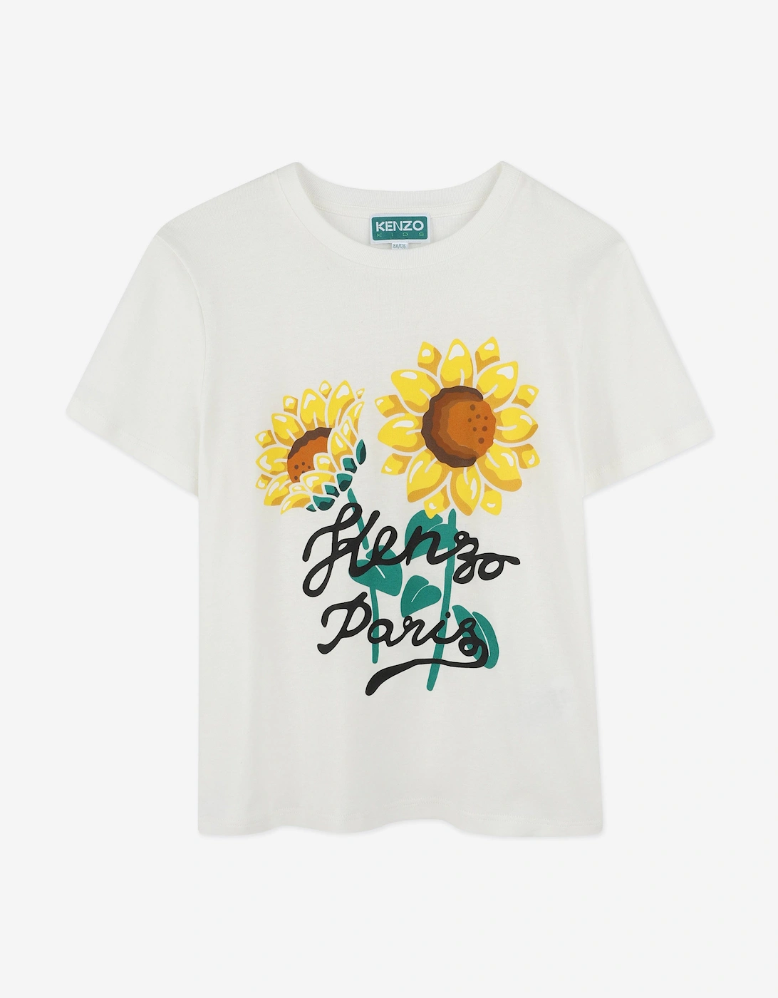 Kids Sunflower Print T-Shirt in Ivory, 5 of 4