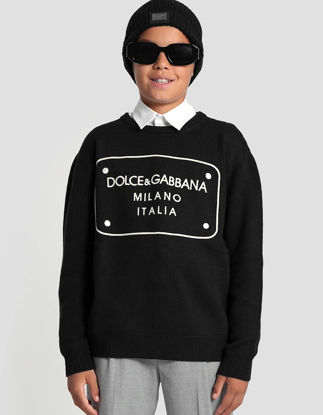 Boys Logo Tag Jumper in Black
