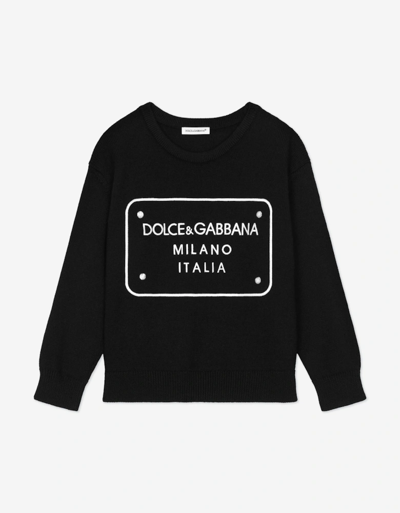 Boys Logo Tag Jumper in Black