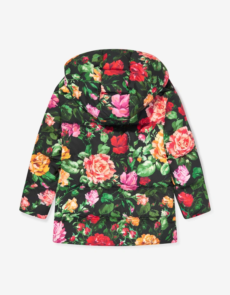 Girls Down Padded Rose Jacket in Multicolour