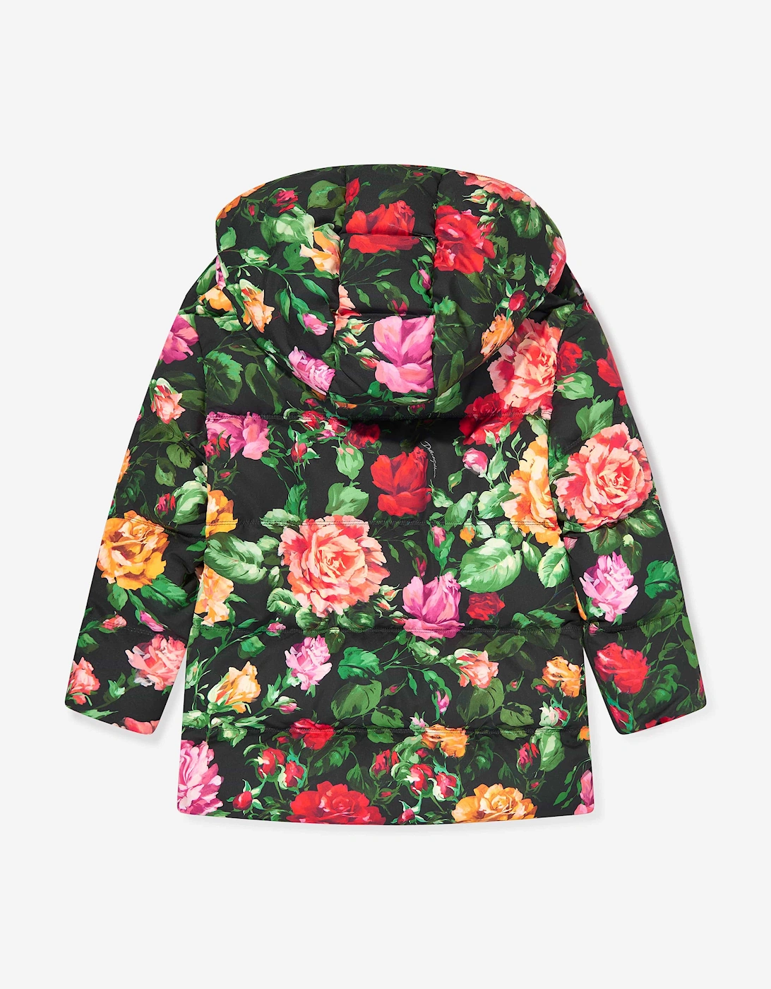 Girls Down Padded Rose Jacket in Multicolour