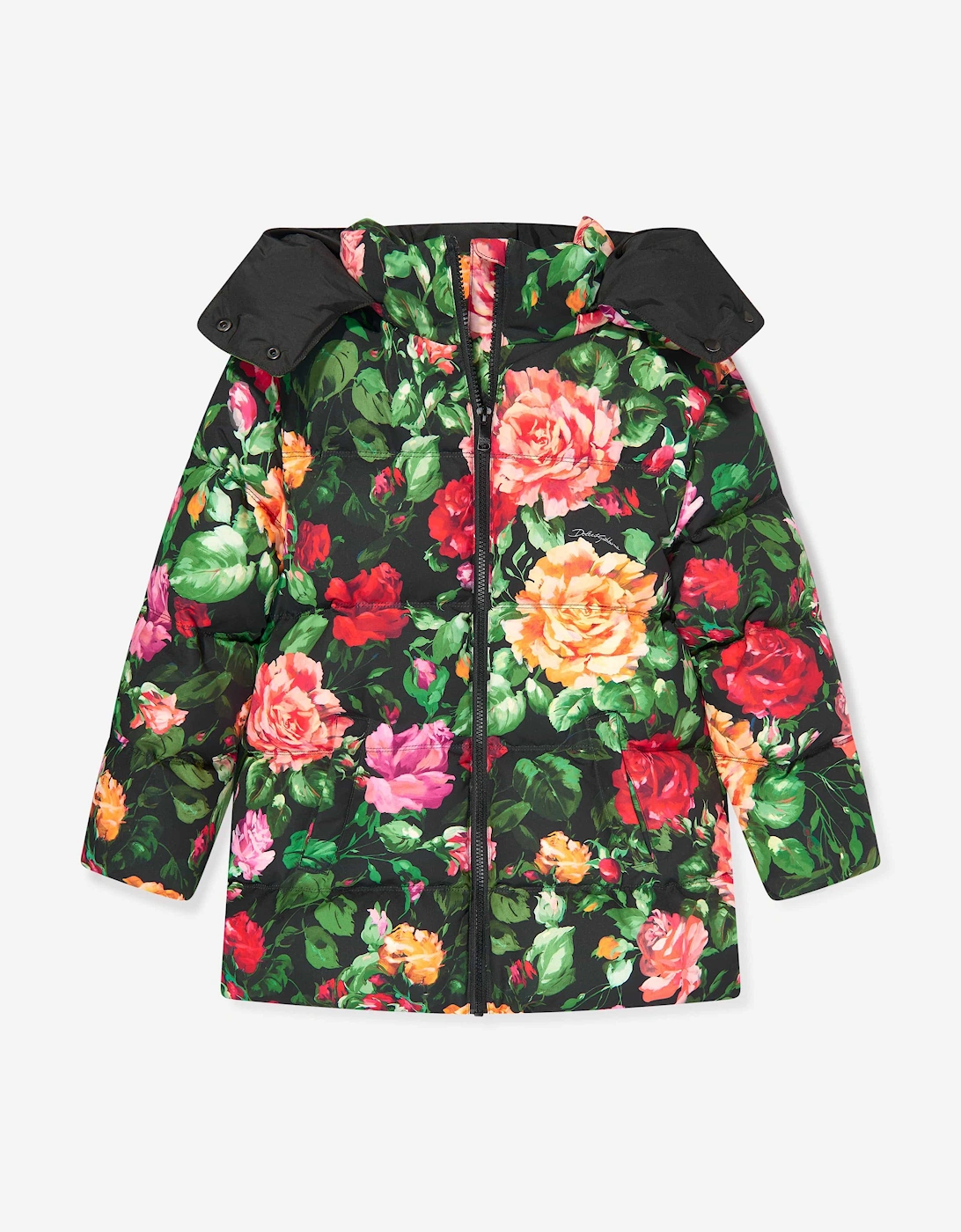 Girls Down Padded Rose Jacket in Multicolour, 6 of 5
