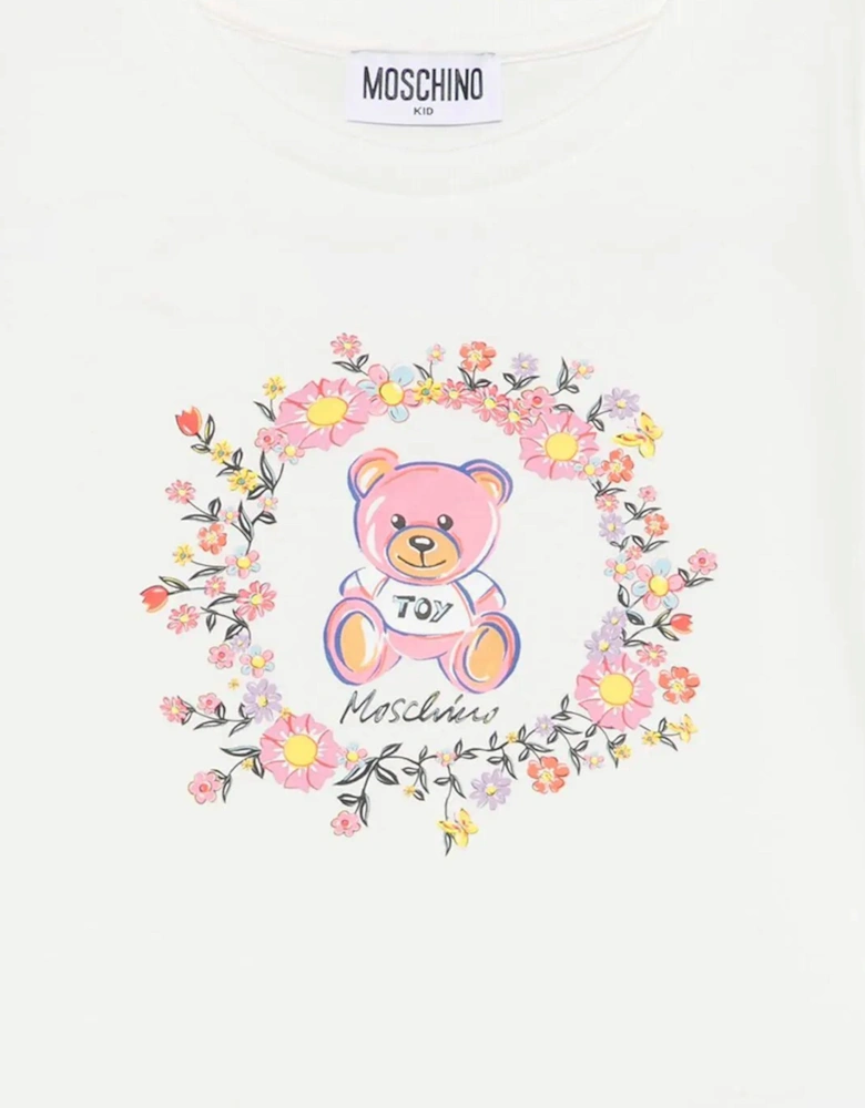 Girls Teddy Bear Maxi T-Shirt in Ivory
