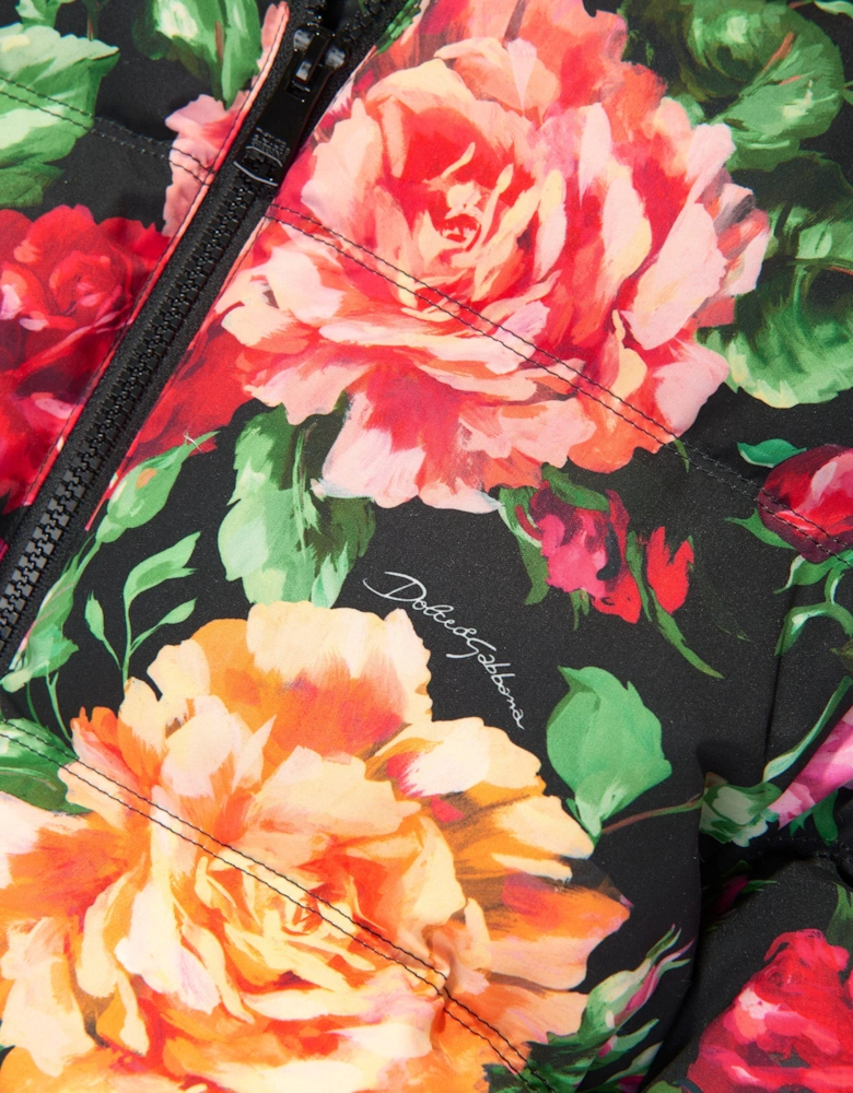 Girls Down Padded Rose Jacket in Multicolour