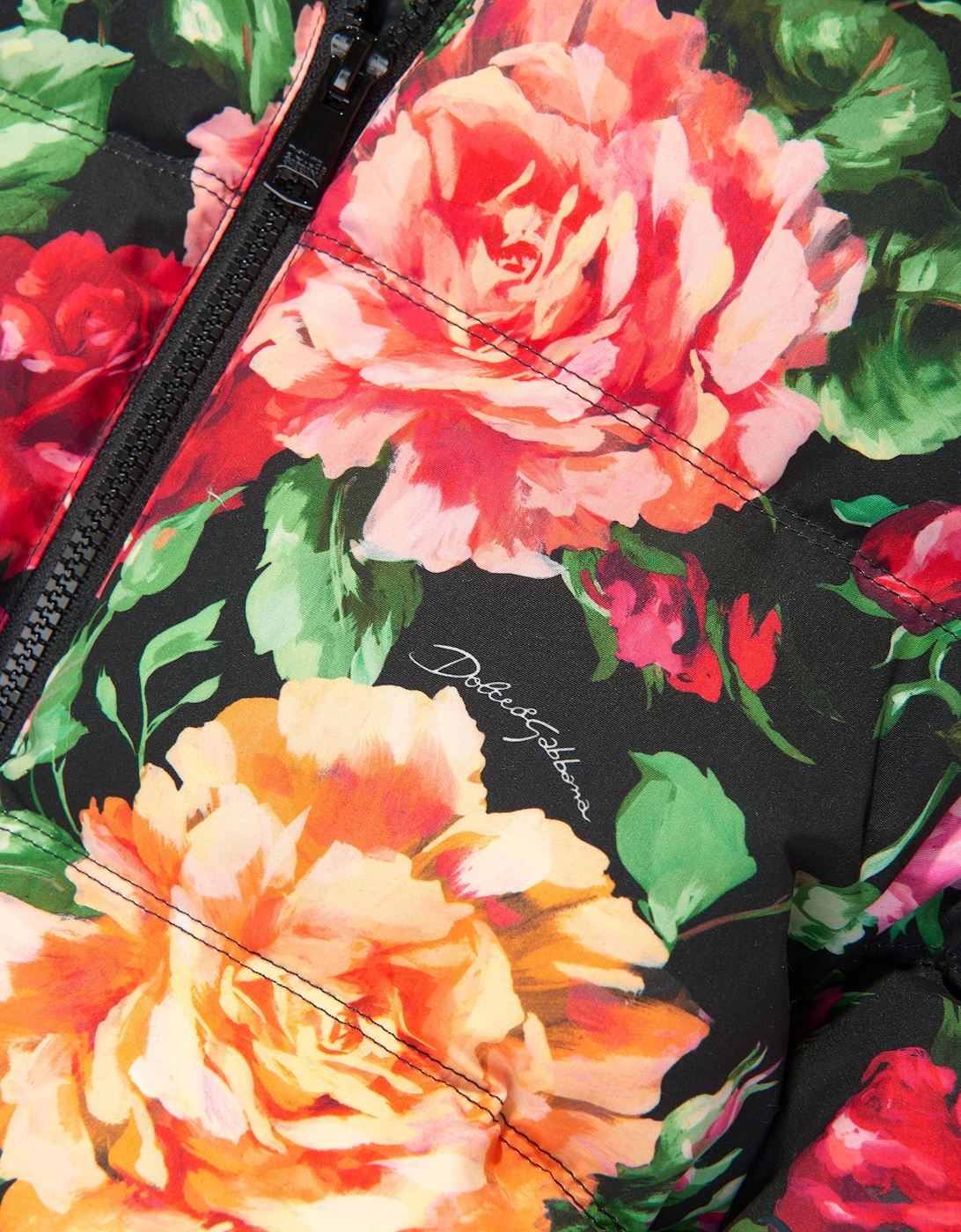 Girls Down Padded Rose Jacket in Multicolour