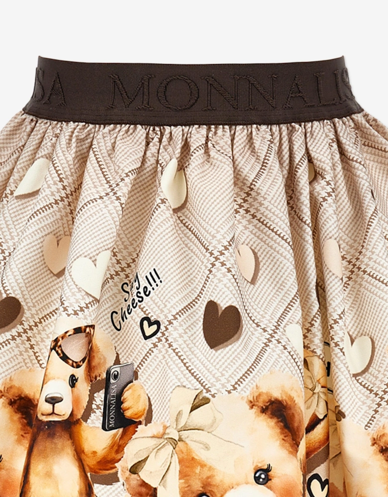 Girls Teddy Bear Skirt in Brown