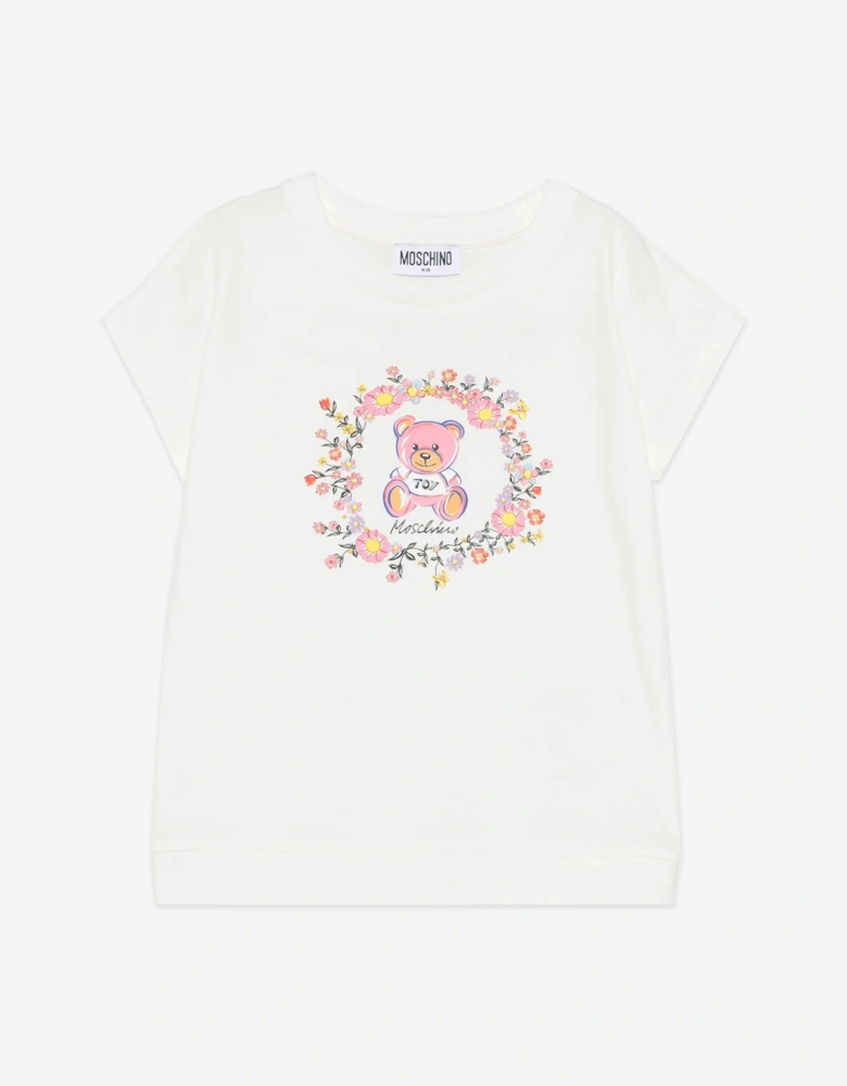Girls Teddy Bear Maxi T-Shirt in Ivory