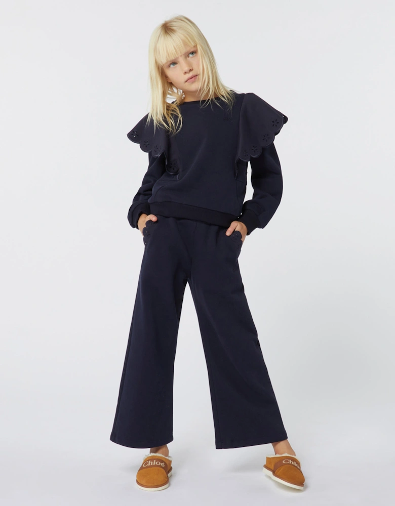 Girls Fleece Trousers in Navy