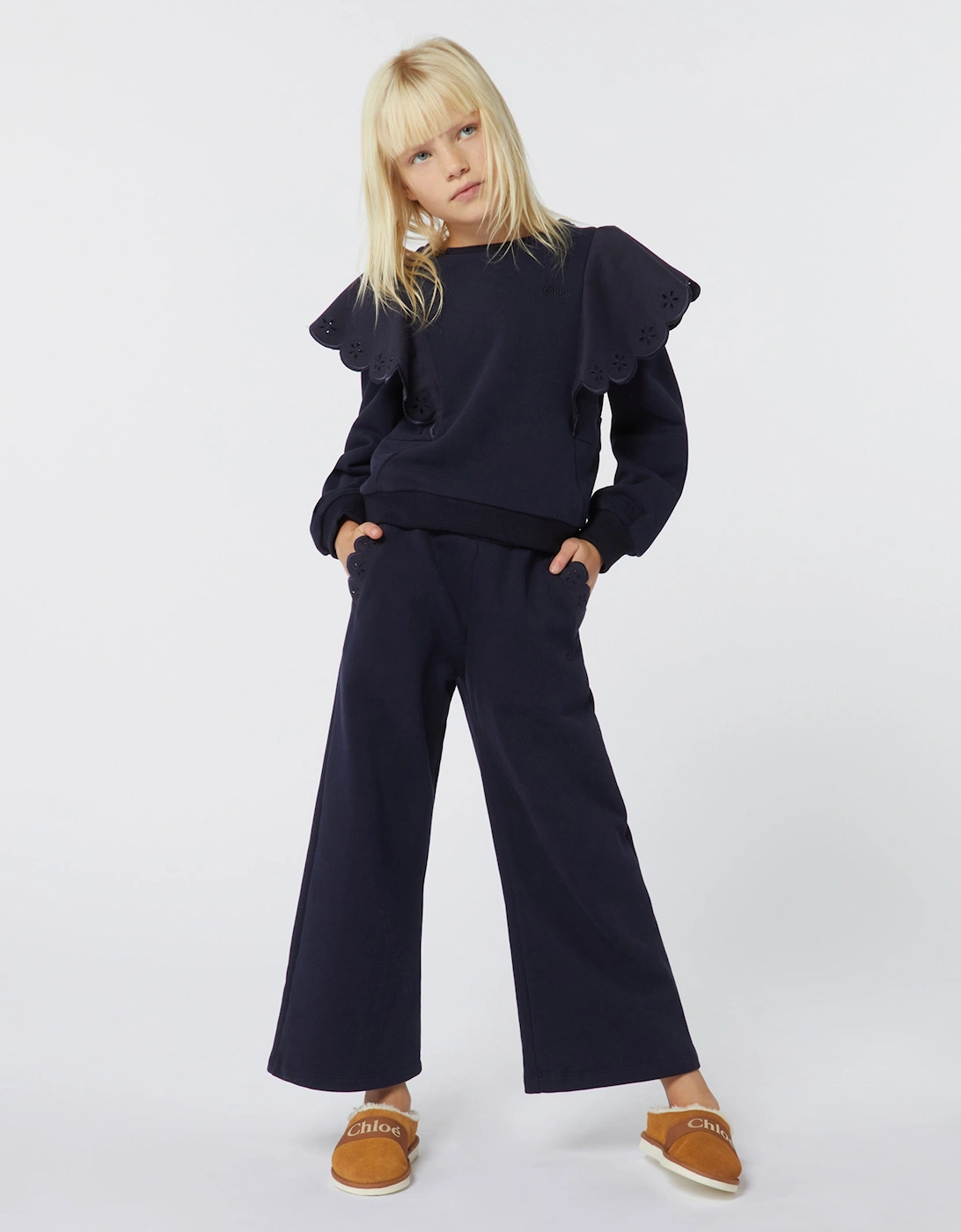Girls Fleece Trousers in Navy