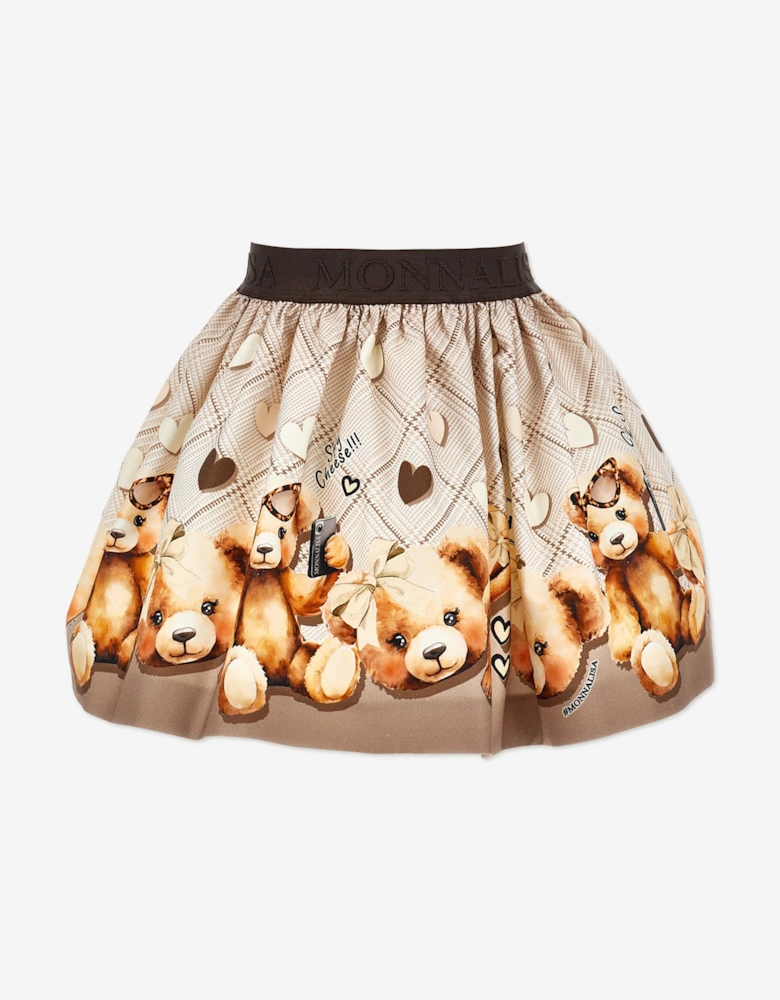 Girls Teddy Bear Skirt in Brown