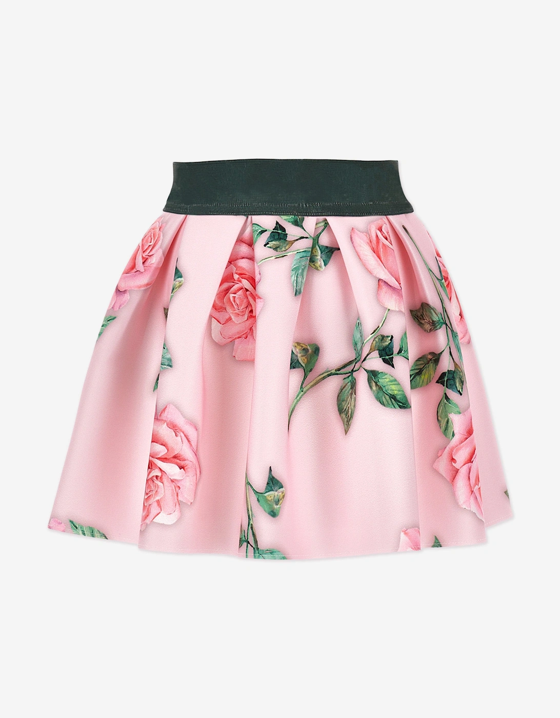 Monnalisa Girls Pink Neoprene Rose Skirt In - : 2 Years Size 2 Yrs Kids