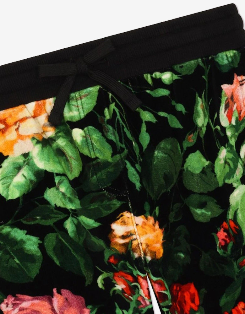 Girls Rose Print Joggers in Multicolour