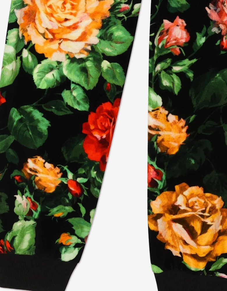 Girls Rose Print Joggers in Multicolour
