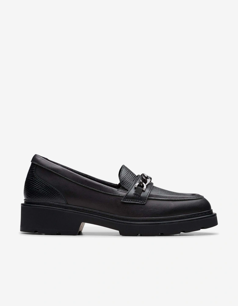 Girls Leather Eris Edge Loafers in Black