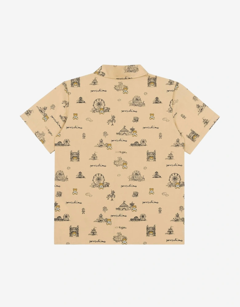 Boys Circus Print Shirt in Beige