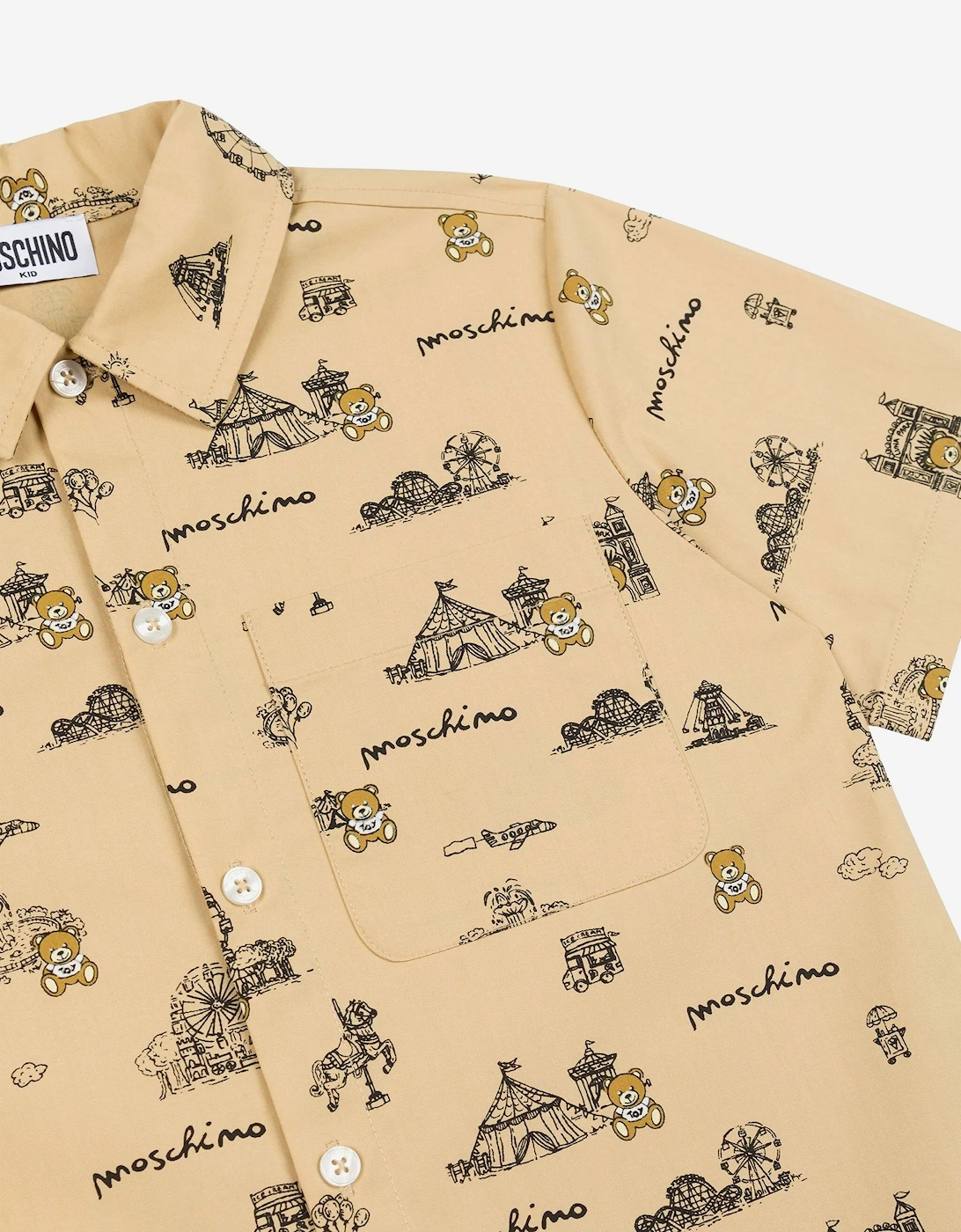 Boys Circus Print Shirt in Beige
