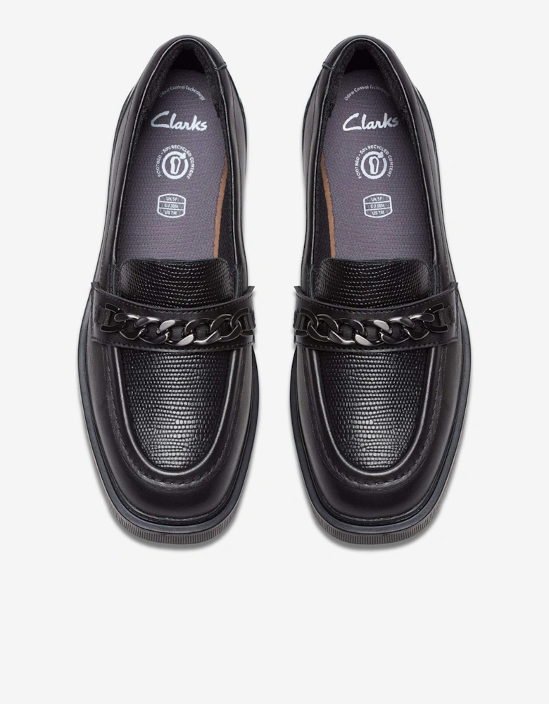 Girls Leather Eris Edge Loafers in Black