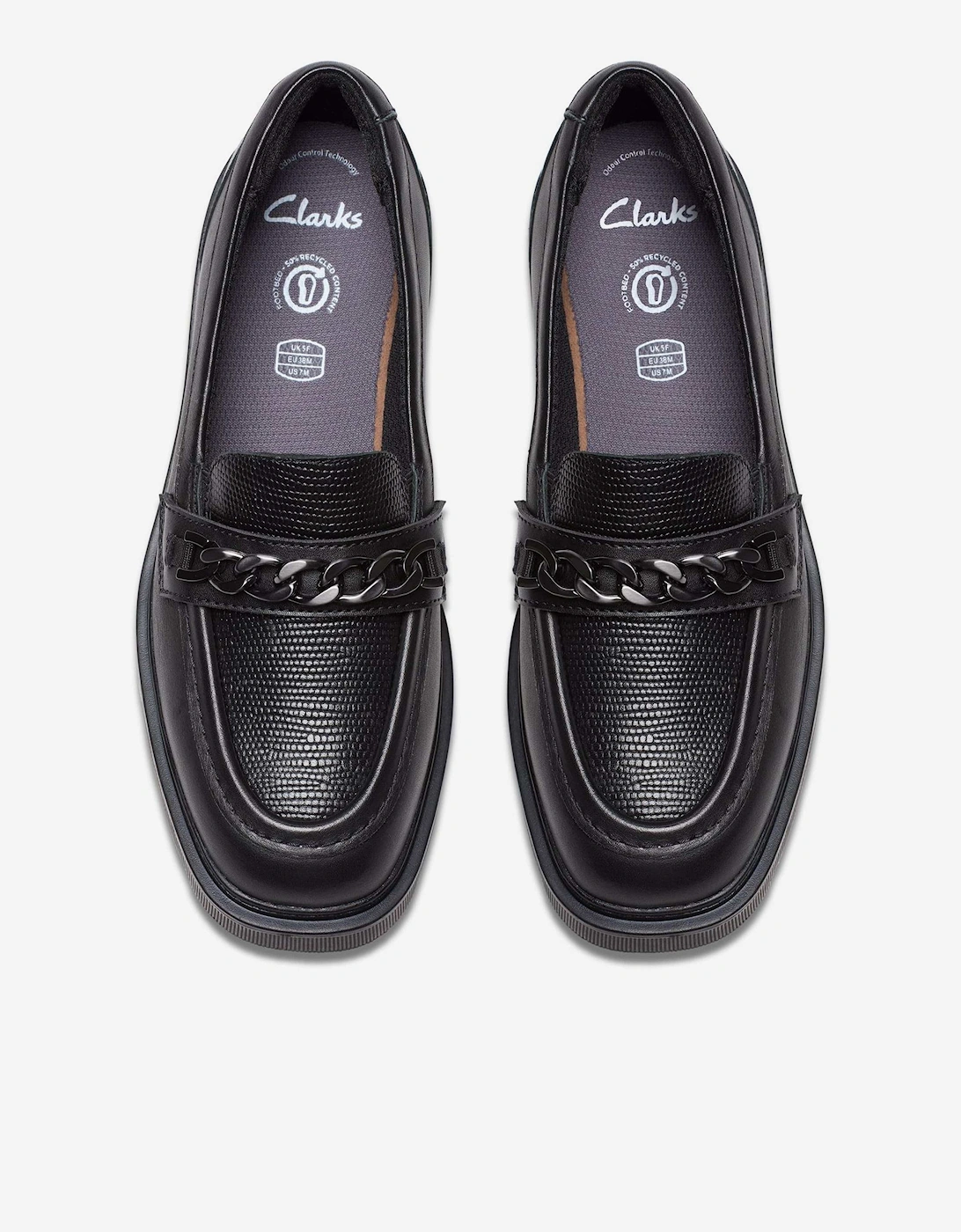 Girls Leather Eris Edge Loafers in Black