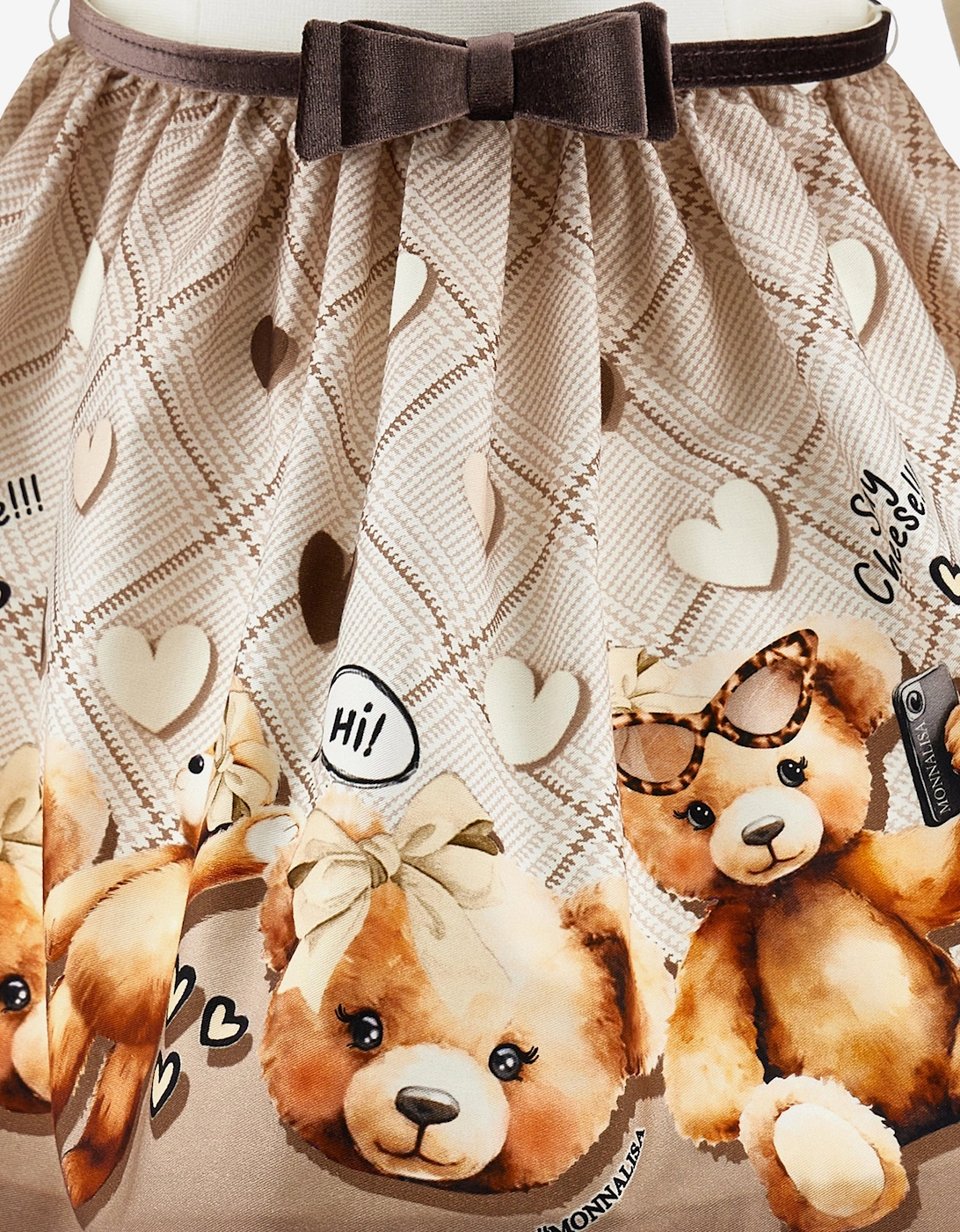 Girls Teddy Bear Dress in Brown