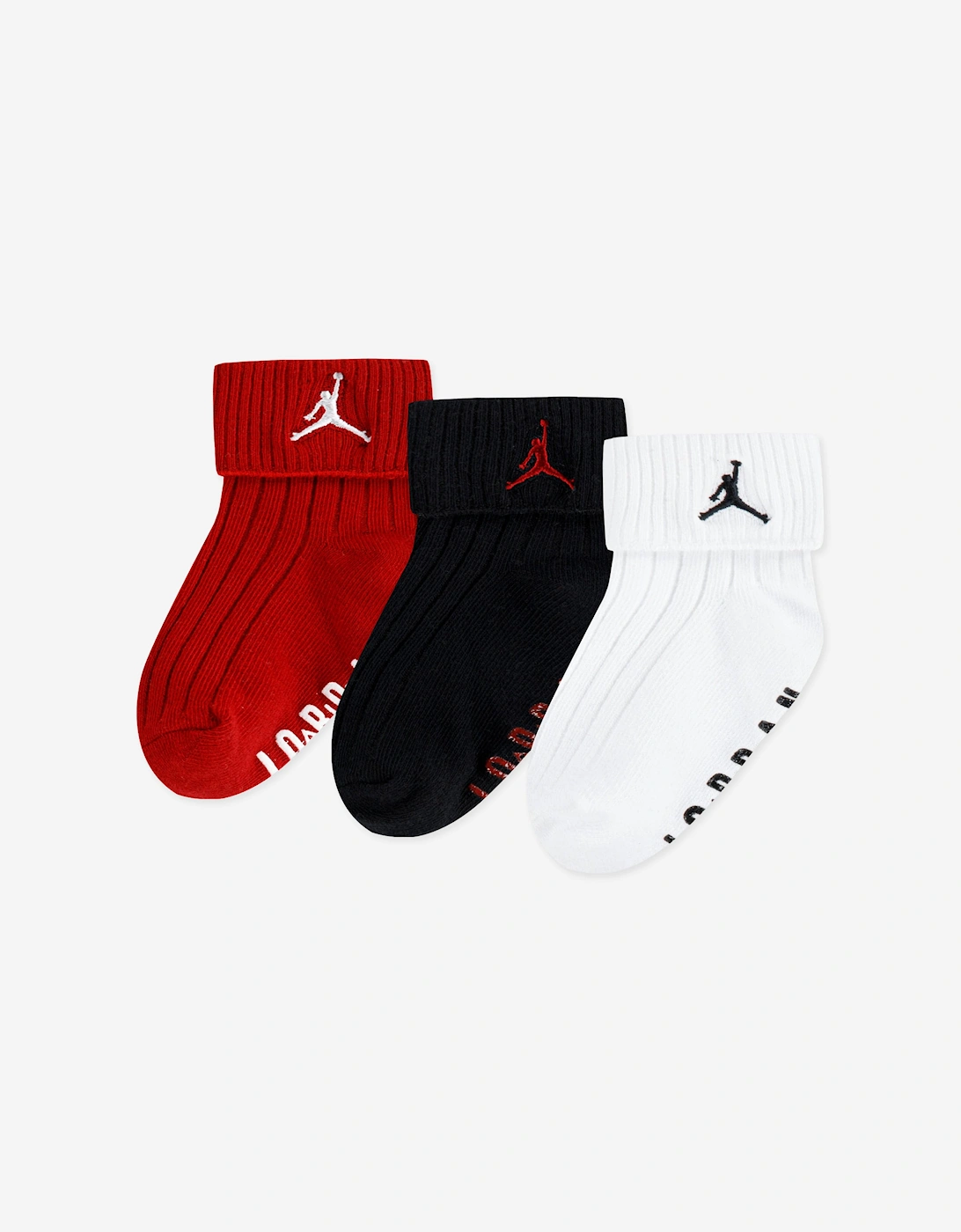 Kids Essential 3 Pack Ribbed Gripper Socks Set in Red